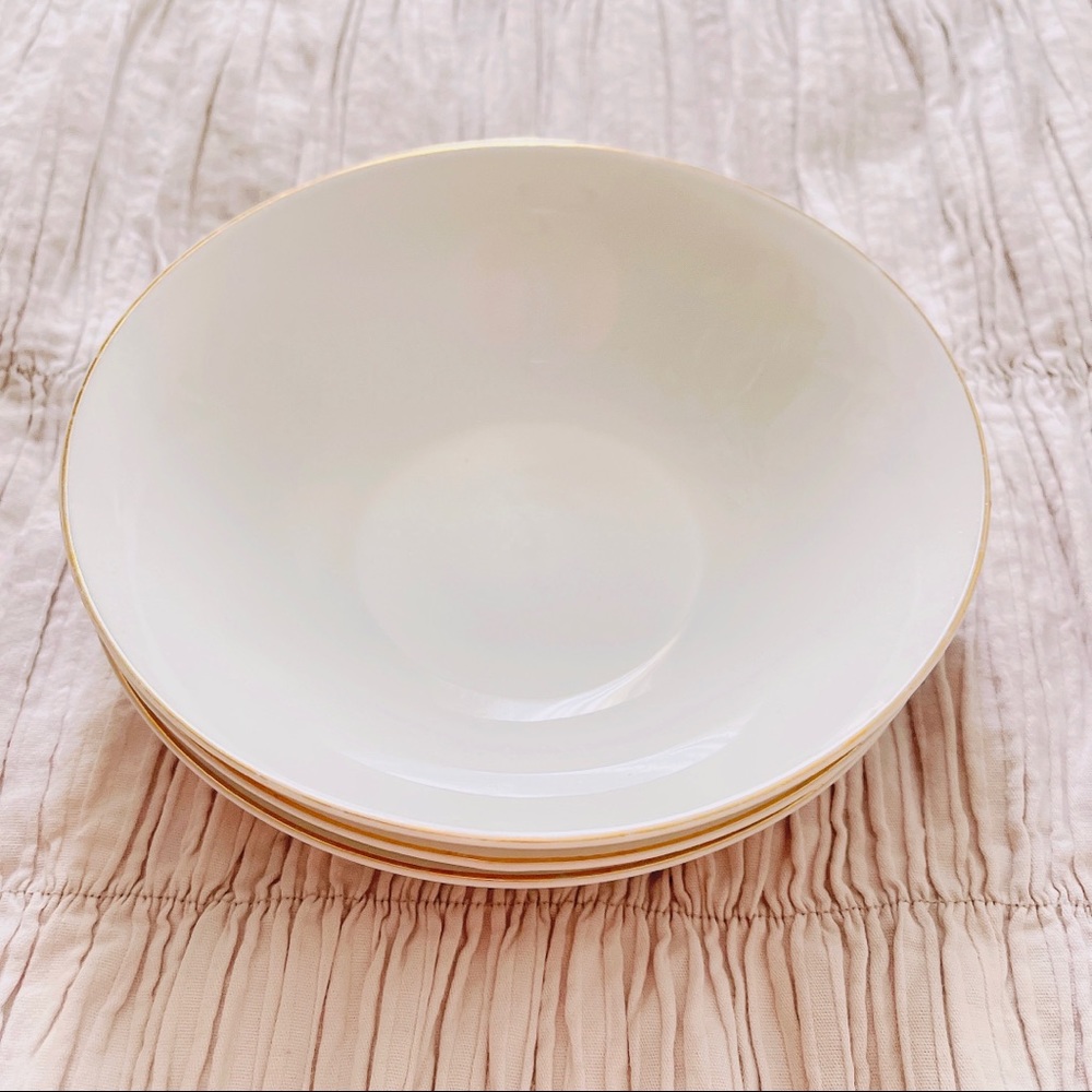 Porcelain Bowls With Gold Rim, Set of 3